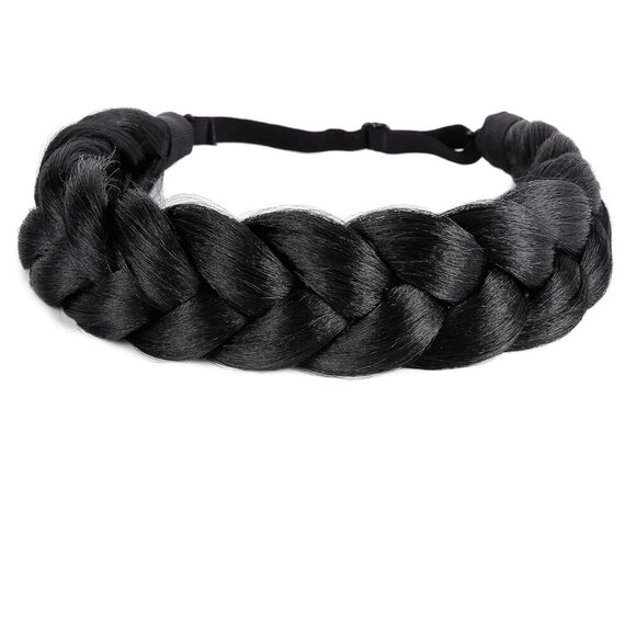 Bohemian Braided Headband Oversized Classic Wide Braids Adjustable Elastic Strap - Picture 1 of 6